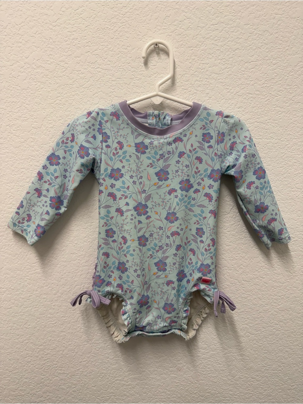 Ruffle Butts Light Blue Floral Long-Sleeve One-Piece
